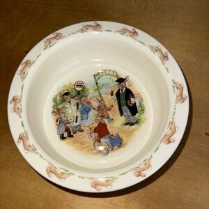 Vintage Royal Doulton Bunnykins Albion Shaped Rimmed Porridge Bowl Set School